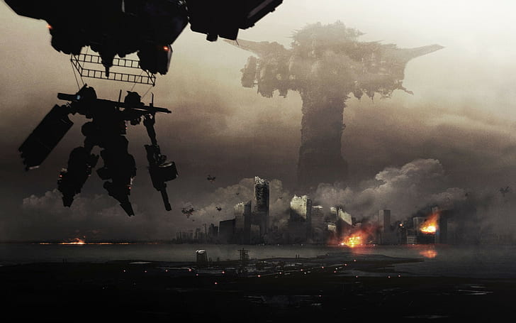 cityscape, science fiction, Armored Core: Verdict Day, apocalyptic, HD wallpaper
