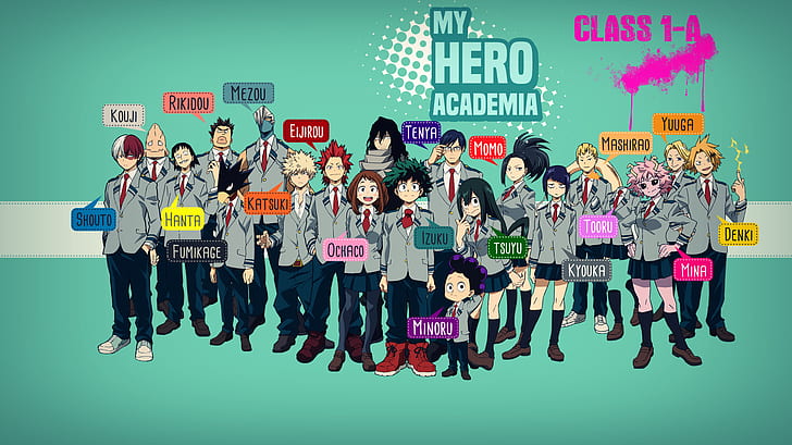 Anime, My Hero Academia, Denki Kaminari, Eijiro Kirishima, Fumikage Tokoyami