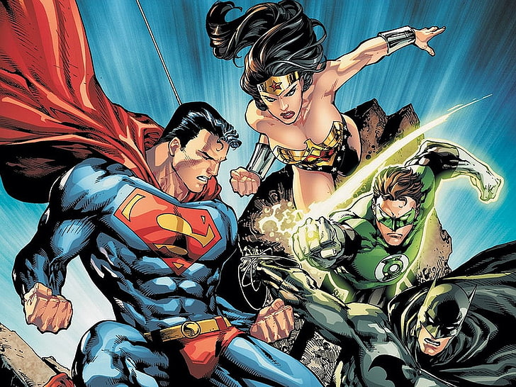 Superman Wonder Woman Canvas Picture DC Comics Superhero Batman Green Lantern