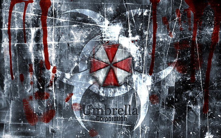 Umbrella Corporation logo, Resident Evil, red, shape, close-up