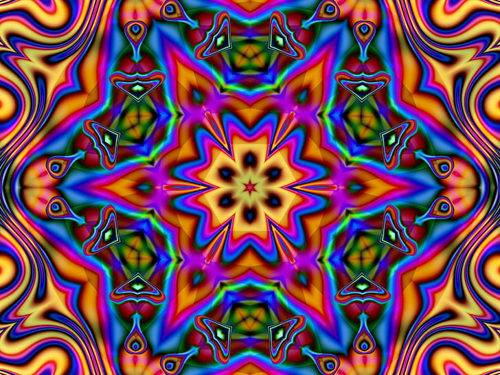 HD wallpaper: Fractal HD, orange, purple, blue star optical illusion,  abstract | Wallpaper Flare