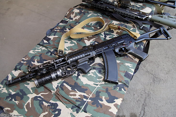 Hd Wallpaper Black Assault Rifle Weapons Machine Grenade Launcher Aek 971 Wallpaper Flare