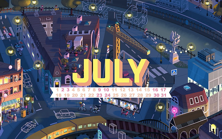 Day Turns To Night-July 2016 Calendar Wallpaper, July text overlay