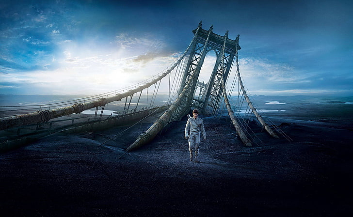 Oblivion Tom Cruise, man walking on bridge digital wallapepr, HD wallpaper