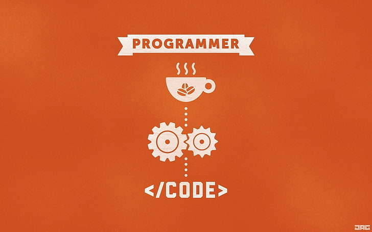 orange background with programmer text overlay, Technology, Programming