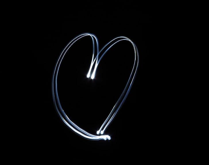 Love, white heart illustration, Light, studio shot, black background