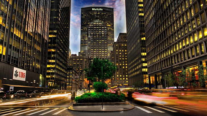 HDR Buildings Skyscrapers Street Timelapse HD, city scape in time lapse photography, HD wallpaper