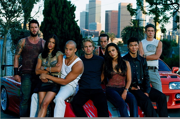 Fast & Furious characters, VIN Diesel, Jordana Brewster, Michelle Rodriguez, HD wallpaper