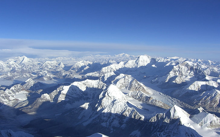 white mountain, mountains, snow, nature, Mount Everest, landscape, HD wallpaper