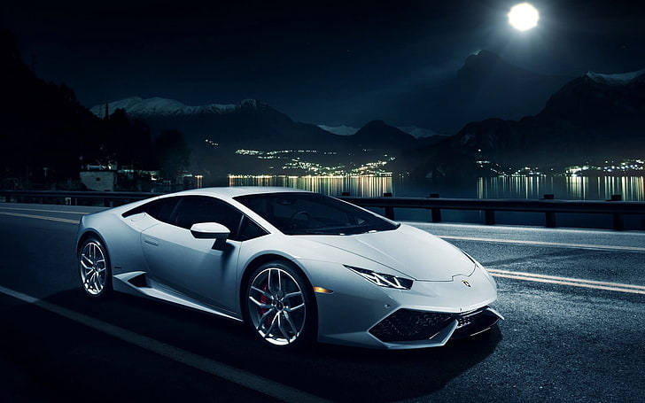 white Lamborghini sports car, huracan, lp 610-4, lb724, land Vehicle, HD wallpaper