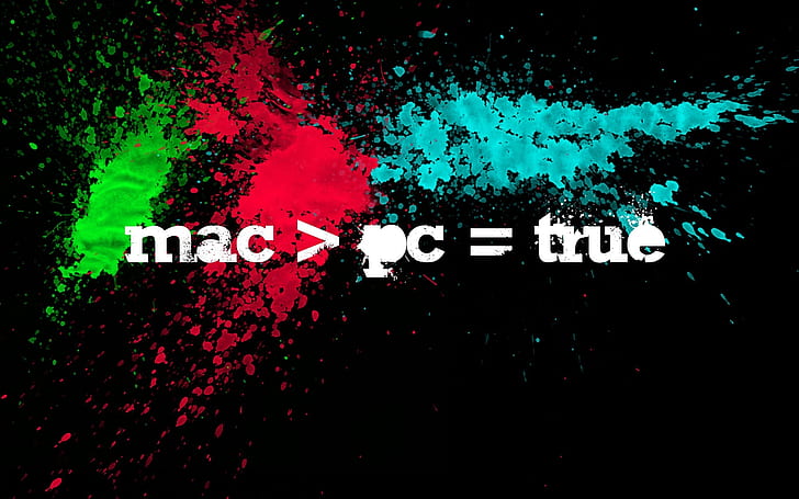 Mac Splash, mac > pc = true, background, photo, colors, HD wallpaper