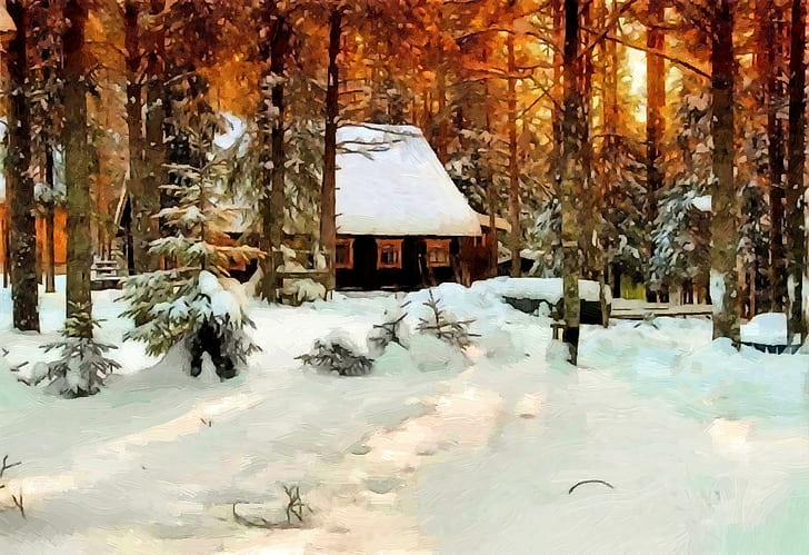 Pictorial art Winter Forests Snow Nature