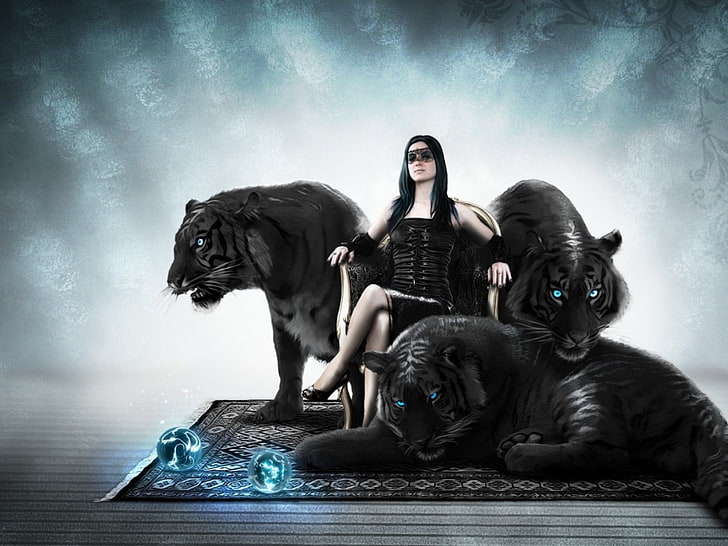 HD wallpaper: Fantasy, Women, Animal, Big Cat, Tiger | Wallpaper Flare