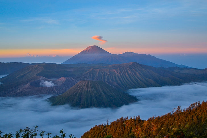 brown volcano, mountains, bromo tengger semeru national park, HD wallpaper