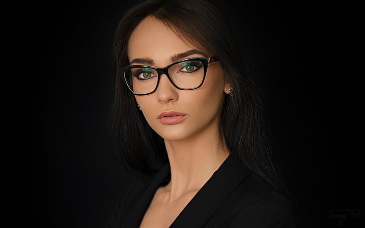 women, Kseniya Alekseevskaya, portrait, women with glasses, HD wallpaper