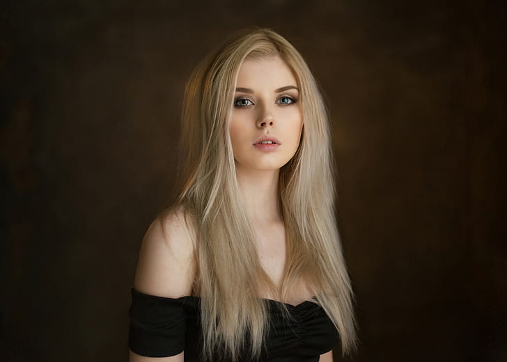 women, Maxim Maximov, bare shoulders, blonde, portrait, Selena Werner, HD wallpaper