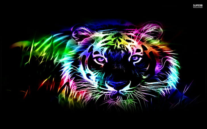 digital art, 1920x1200, tiger, neon, outline, hd, 4K
