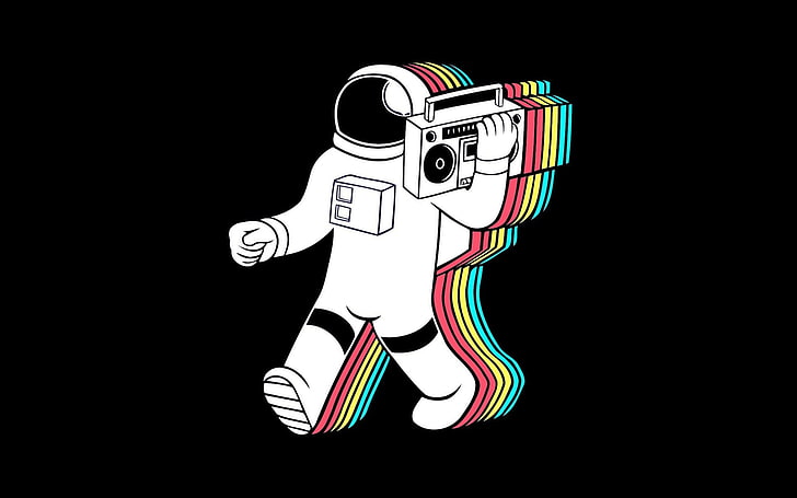 astronaut holding boombox clip art, space, retro games, A Beautiful Mind, HD wallpaper