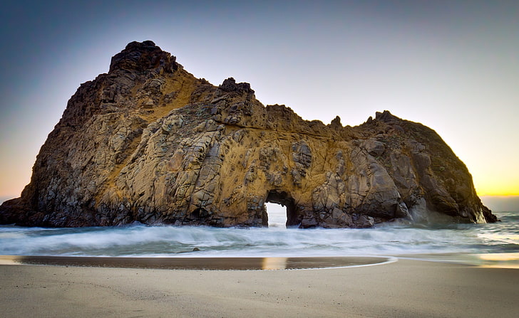 Pfeiffer Beach, brown and black mountain, Nature, photography