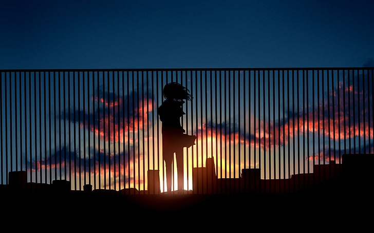 Girl alone metro sunset-2016 High Quality Wallpape.., sky, silhouette, HD wallpaper