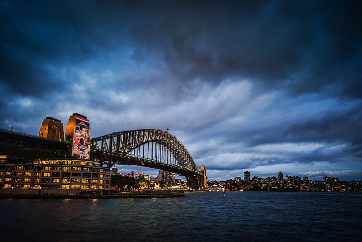 Sydney Harbor Bridge, Australia, sydney harbour bridge, city nightlife, HD wallpaper