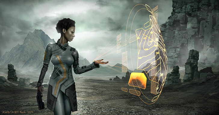 game application digital wallpaper, cyberpunk, futuristic, one person