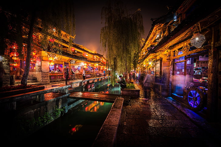 green trees, body of water, and building, Cities, Lijiang, China