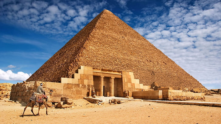 Pyramid of Egypt, nature, animals, desert, stones, landscape, HD wallpaper