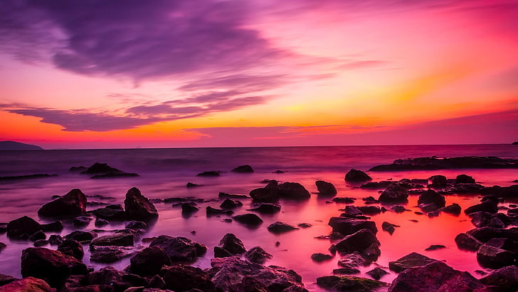 coast, turkey, seascape, dusk, scenic, cloud, sunset, horizon, HD wallpaper