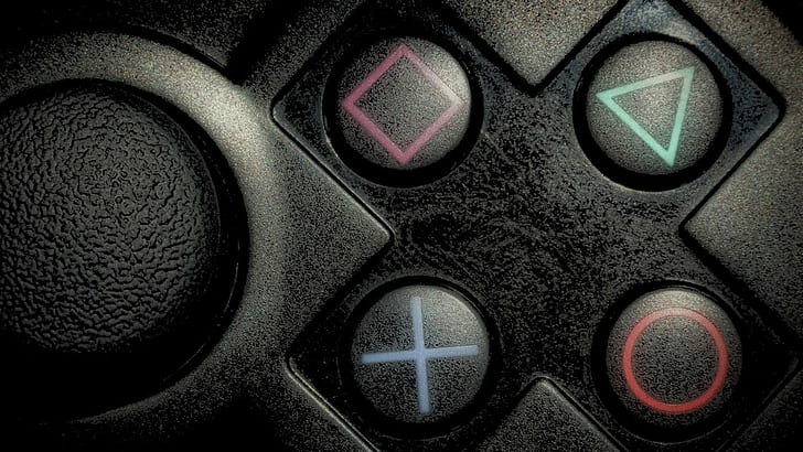 Sony game controller buttons, video games, PlayStation, backgrounds, HD wallpaper