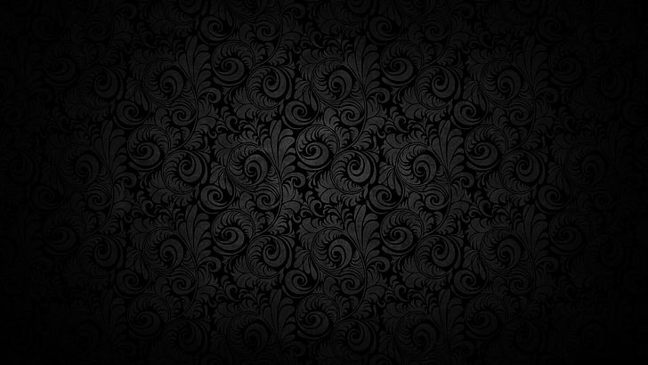 black and gray floral graphics, abstract, pattern, full frame