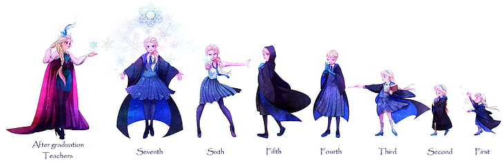 cartoon, Frozen (movie), Harry Potter, Princess Elsa, fan art, HD wallpaper