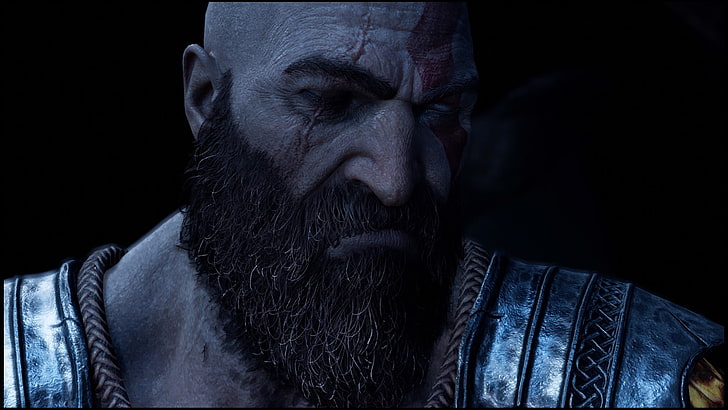 God of War, God of War (2018), Kratos, PlayStation 4, men, beard, HD wallpaper