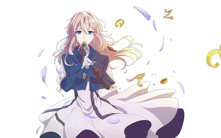 Anime, Violet Evergarden, Violet Evergarden (Character), white background