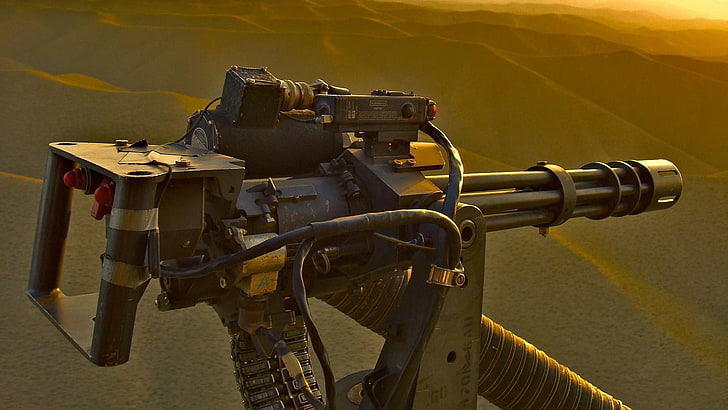 guns desert weapons minigun 1920x1080  Nature Deserts HD Art, HD wallpaper