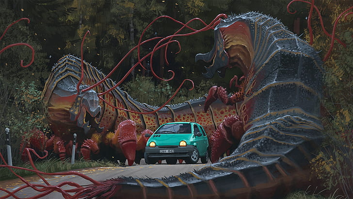 Renault Twingo, Simon Stålenhag, artwork, HD wallpaper