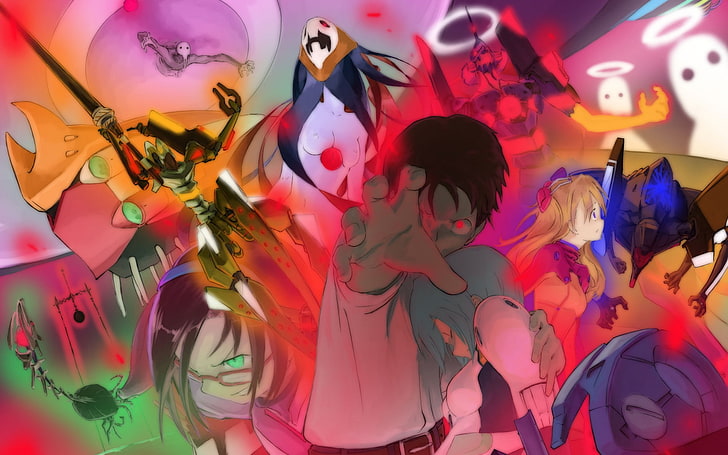 Neon Genesis Evangelion, Ikari Shinji, EVA Unit 02, Ayanami Rei, HD wallpaper