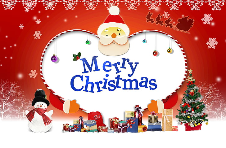 Merry Christmas wallpaper, new year, gifts, Santa, Mery Christmas
