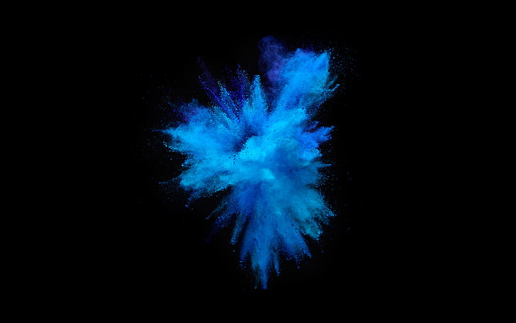 Blue Explosion, studio shot, black background, exploding, motion