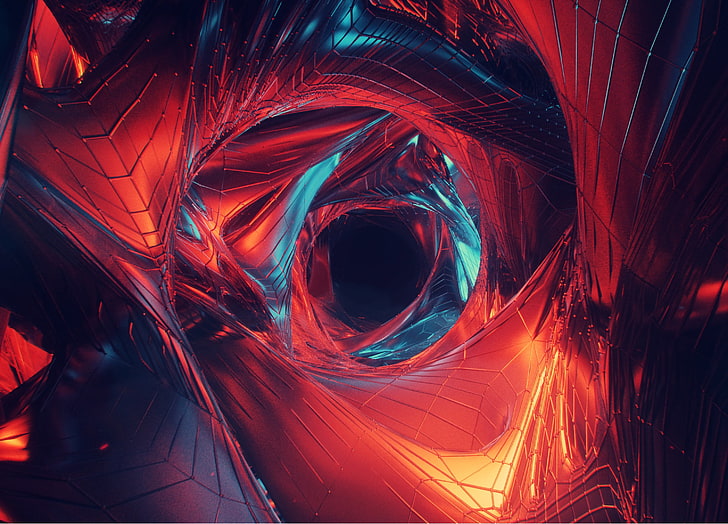blue and red spiral wallpaper, wormhole, art, visualization, abstract