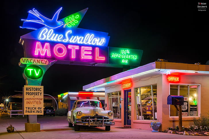 Blue Swallow Motel neon light signage