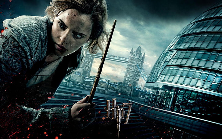 Harry Potter 7 digital wallpaper, girl, blood, London, actress, HD wallpaper
