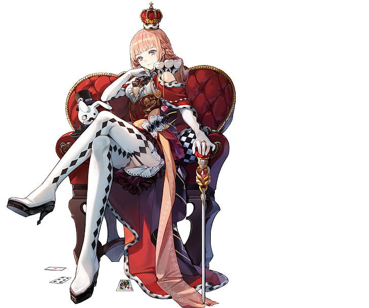 Hd Wallpaper Anime Girls Legs Crossed Simple Background Crown Sitting Wallpaper Flare