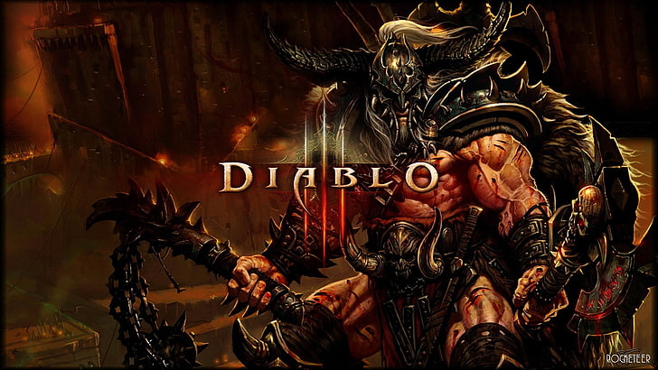 Diablo III, text, art and craft, no people, creativity, indoors, HD wallpaper
