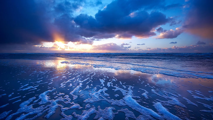 beach, sunset, landscape, water, sky, sea, cloud - sky, scenics - nature, HD wallpaper
