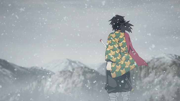 anime, Anime screenshot, Kimetsu no Yaiba, Kamado Tanjiro, Giyu Tomioka (Kimetsu no Yaiba)