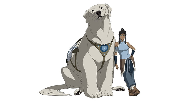 girl character with dog illustration, avatar, the legend of korra, HD wallpaper