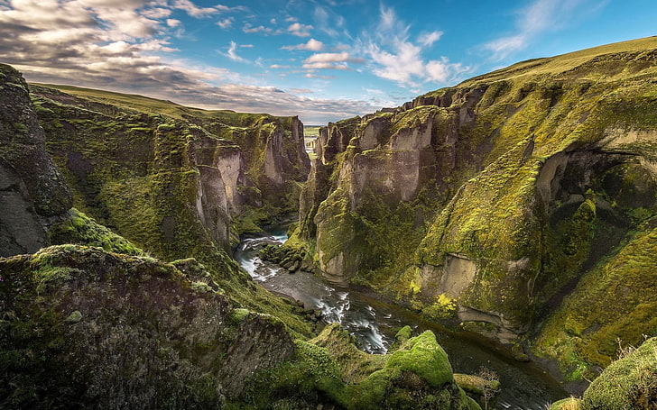 Fjaðrárgljúfur canyon in south east Iceland, scenics - nature
