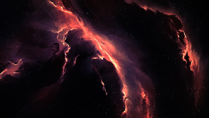 red nebula, space, Gas giant, 3D, space art, digital art, night