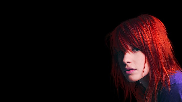 Paramore, Hayley Williams, redhead, face, women, simple background